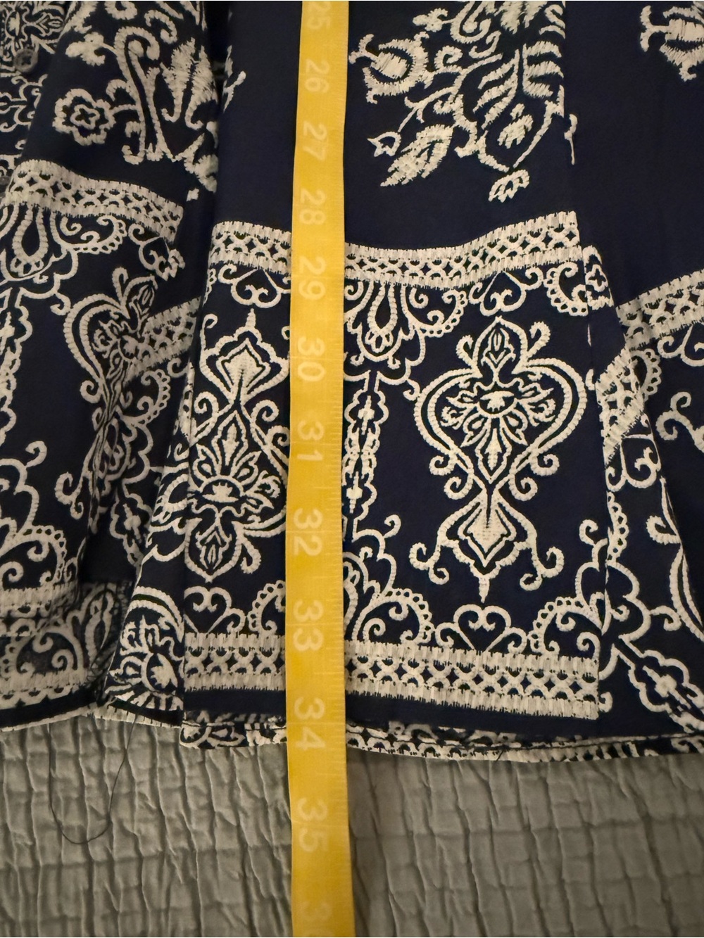 Petite Medium Navy Blue Printed Tie-Waist Dress - Picture 5 of 7